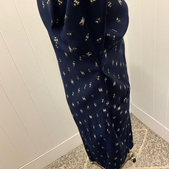 Vintage Gitano Women's Small Blue Print Button Down 3/4 Sleeve Midi Dress - Picture 8 of 14